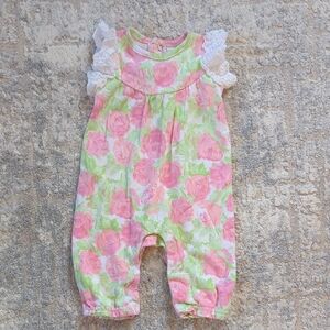 Laura Ashley Pink and Green Baby Outfit Size 0-3 Months